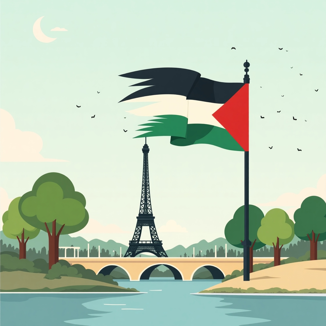 Ilustración iA sobre Francia y Palestina